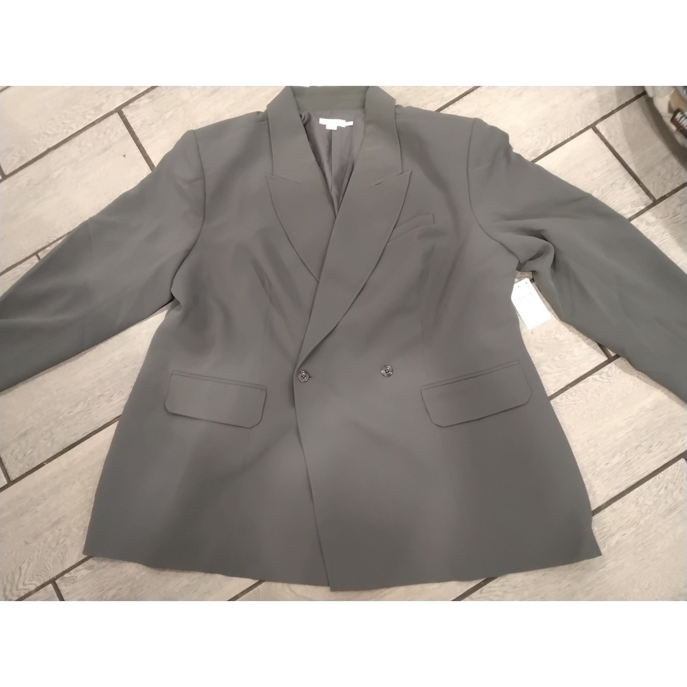 NWT GOOD AMERICAN Double Breasted Blazer Suit Jacket Carbon 4XL
